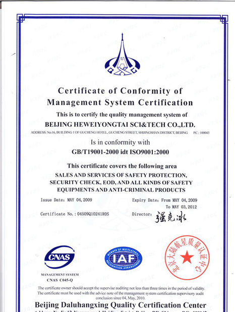 چین Beijing Heweiyongtai Sci &amp; Tech Co., Ltd. گواهینامه ها